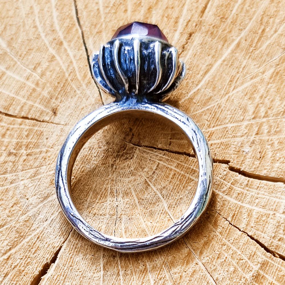 Anello artigianale ametista in argento 925 - Pezzo unico