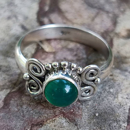 Anello in argento 925 con pietra HEMANG agata verde