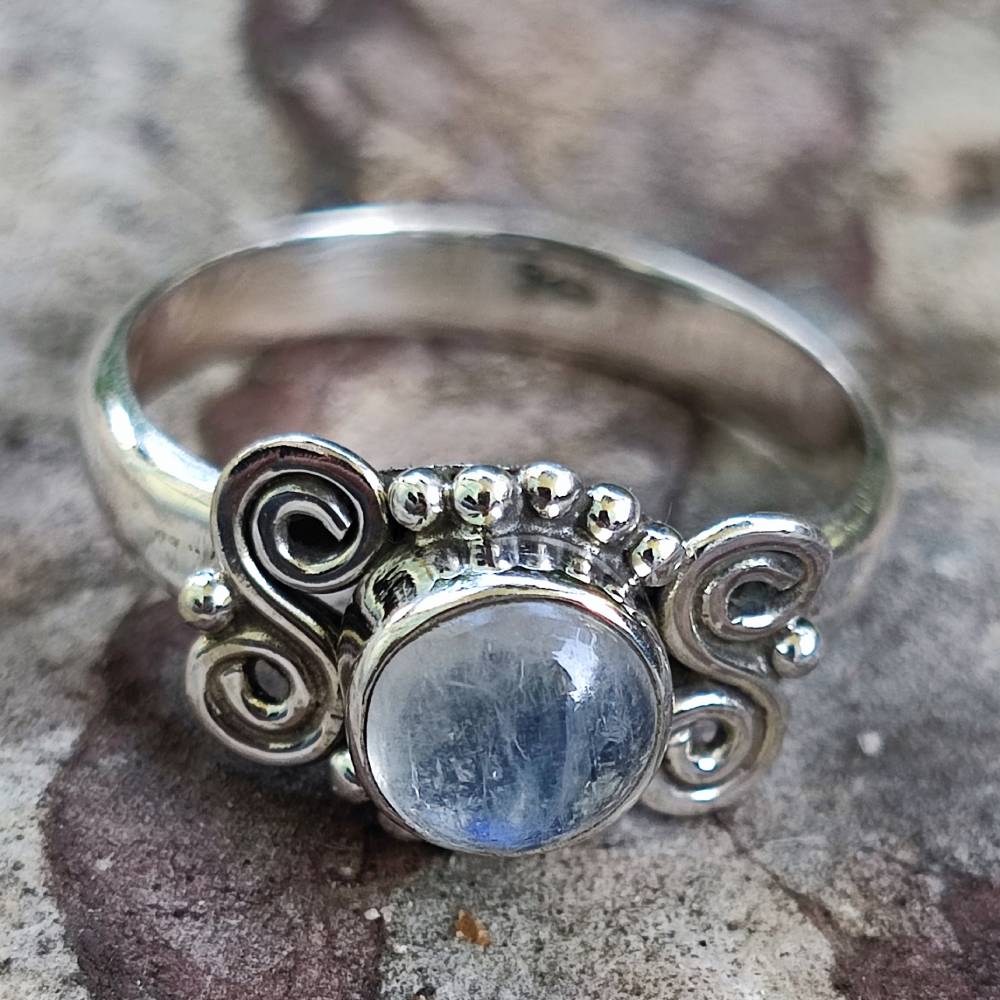 Anello in argento 925 con pietra HEMANG pietra di luna