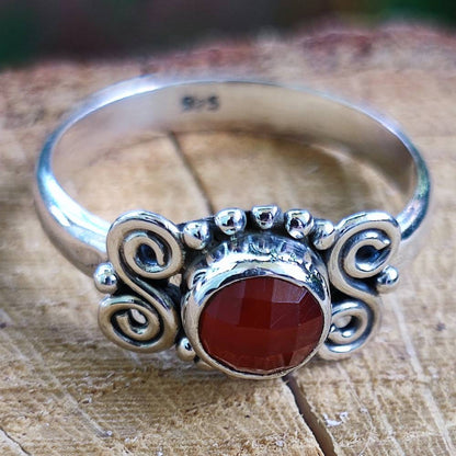 Anello in argento 925 con pietra HEMANG corniola 