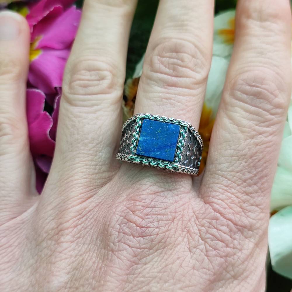 Anello etnico in argento 925 con pietra - TAWARKI