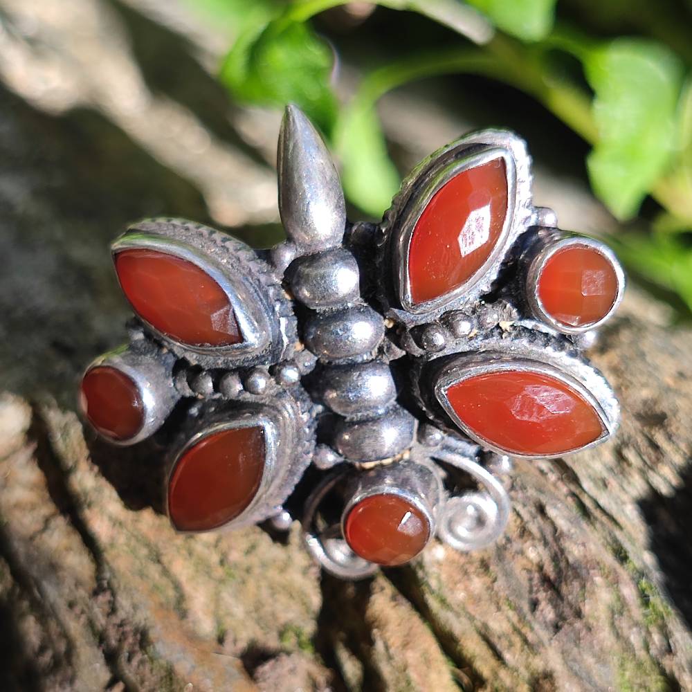 Anello artigianale Corniola in argento 925 - Pezzo unico