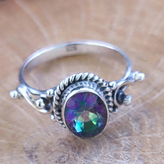 Anello con pietra in argento 925 - DHRUV – topazio mistico