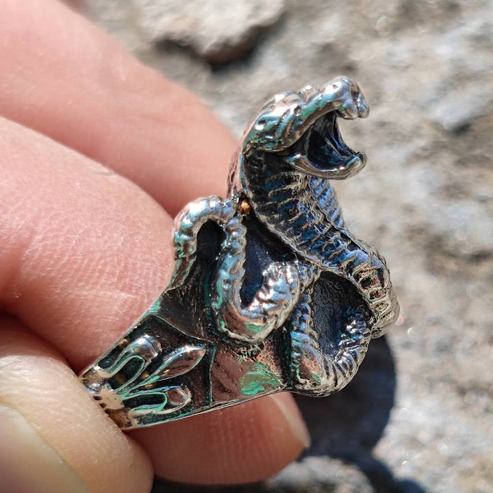 ANELLO artigianale in argento 925 serpenti - MOTHPUR
