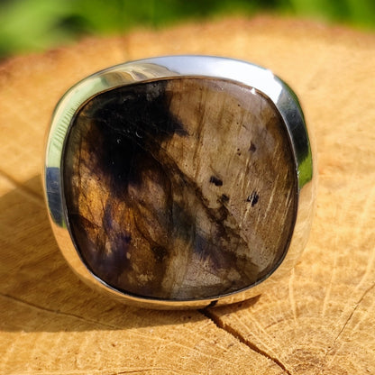 Anello artigianale con labradorite in argento 925 - Pezzo unico