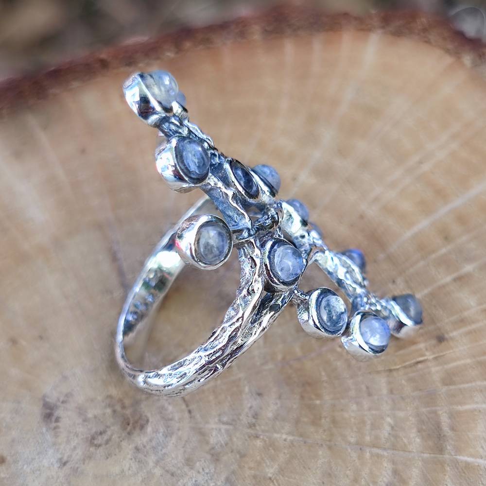 Anello artigianale con pietra in argento 925 - PANDLOI