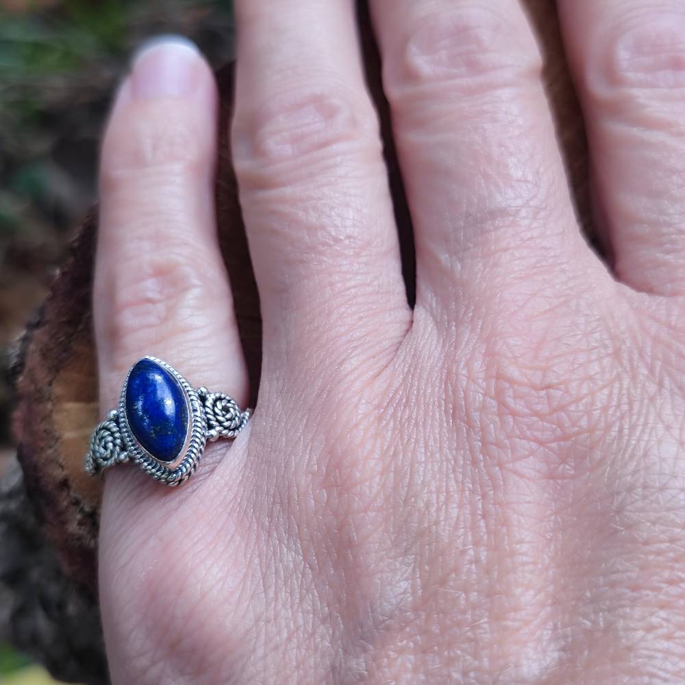 Anello argento 925 con pietra ovale - BASUPALI lapislazzuli