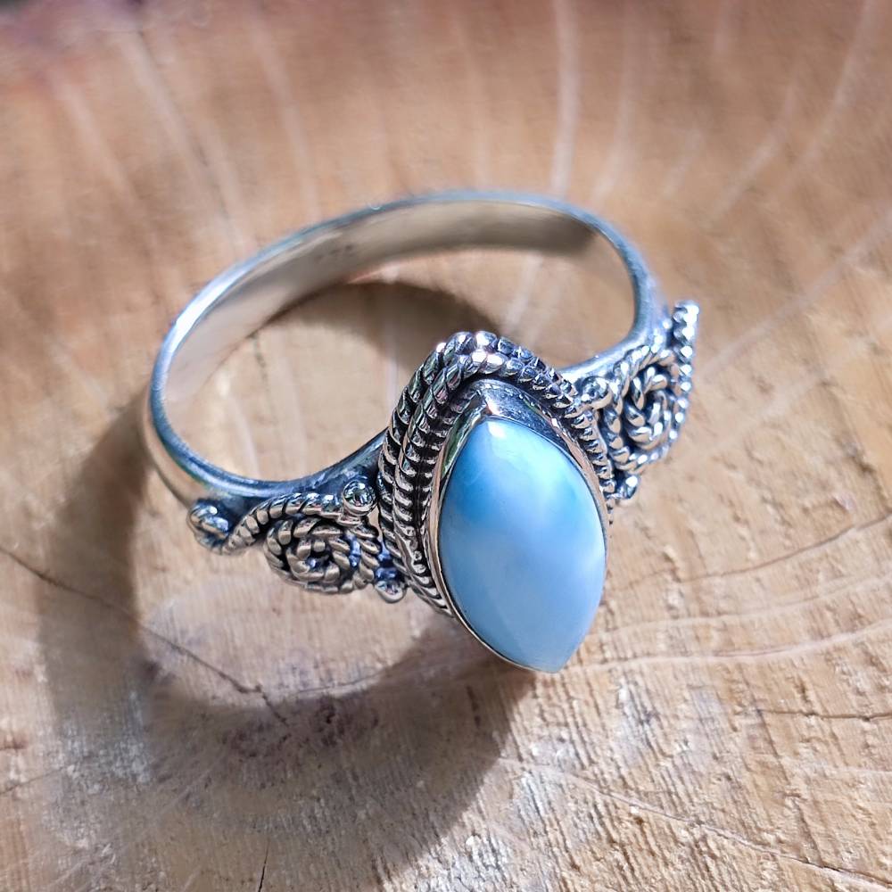 Anello argento 925 con pietra ovale - BASUPALI larimar