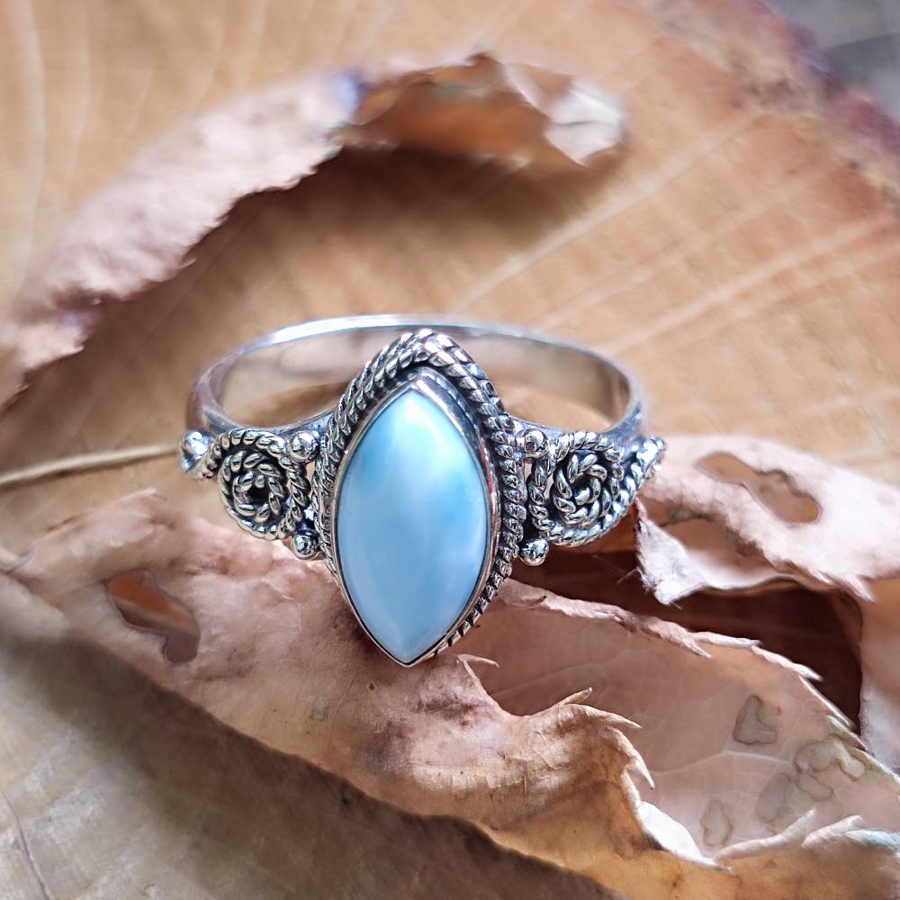 Anello argento 925 con pietra ovale - BASUPALI larimar