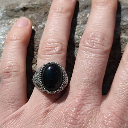 Anello etnico in argento 925 con pietra - TILASWAN