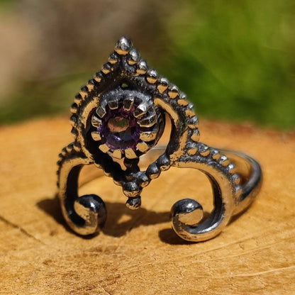 Anello con pietra in argento 925 AMBUJ ametista