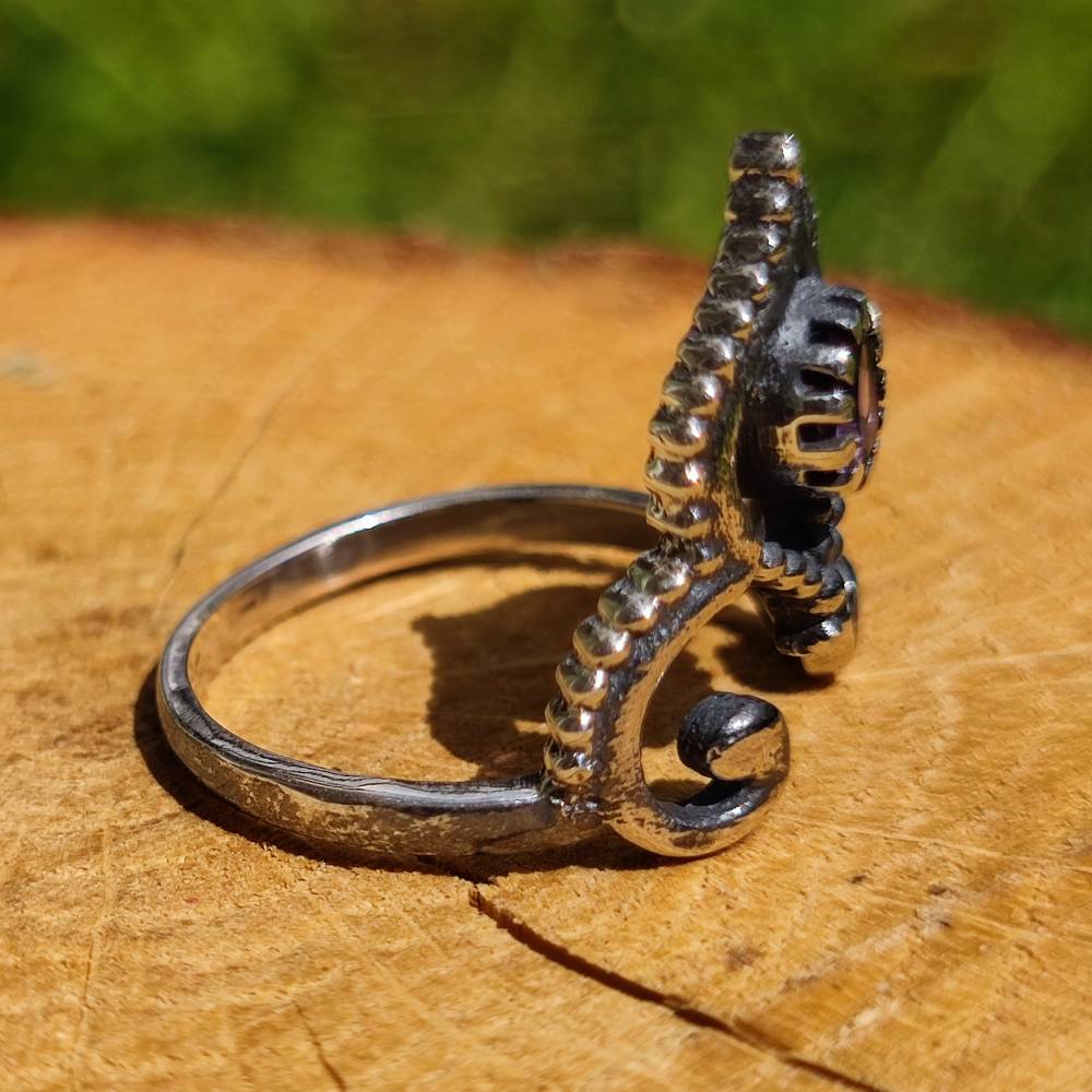 Anello con pietra in argento 925 AMBUJ ametista