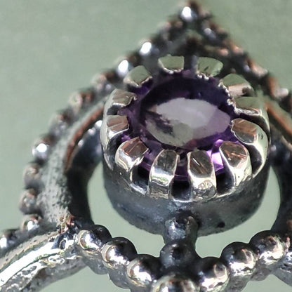 Anello con pietra in argento 925 AMBUJ ametista