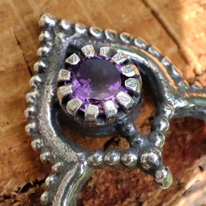Anello con pietra in argento 925 AMBUJ ametista