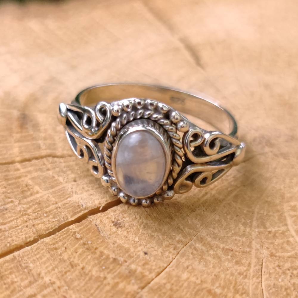 Anello con pietra in argento 925 CHATURVEDI pietra di luna
