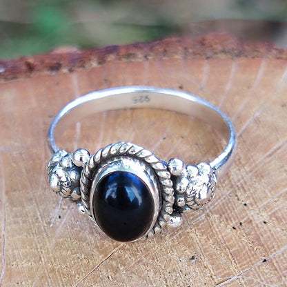 Anello con pietra in argento 925 - DHARMENDRA – onice nero