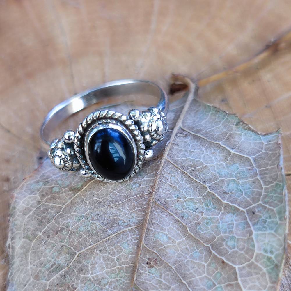 Anello con pietra in argento 925 - DHARMENDRA onice nero