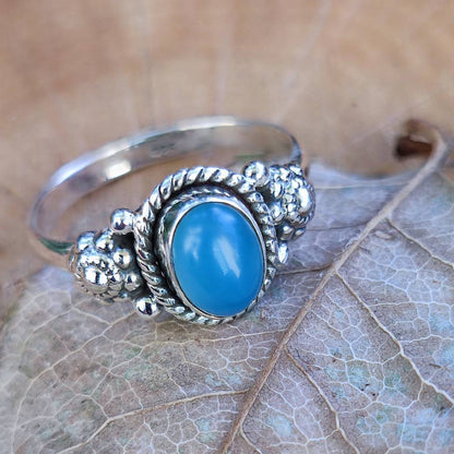 Anello con pietra in argento 925 - DHARMENDRA – calcedonio