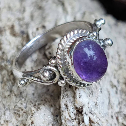 Anello con pietra in argento 925 DHRUV ametista