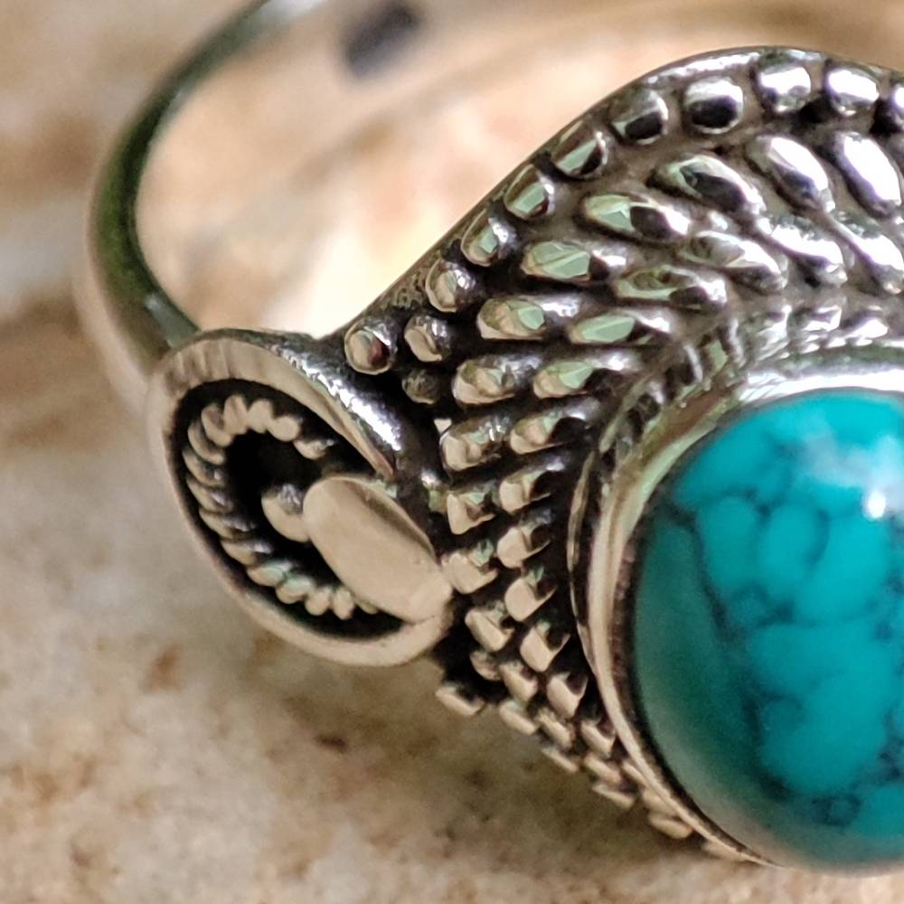 Anello con pietra in argento 925 KAMBOJ Turchese 