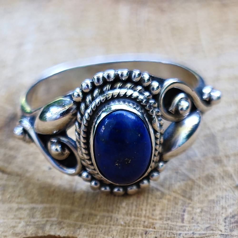 ANELLO artigianale in argento 925 pietra MAHIPATI lapislazzuli
