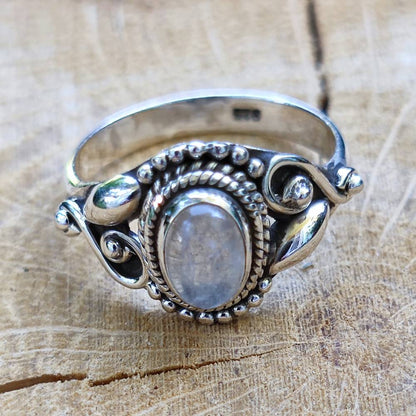 ANELLO artigianale in argento 925 pietra MAHIPATI pietra di luna
