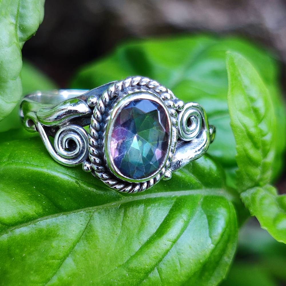 ANELLO artigianale in argento 925 pietra MAHIPATI topazio mistico