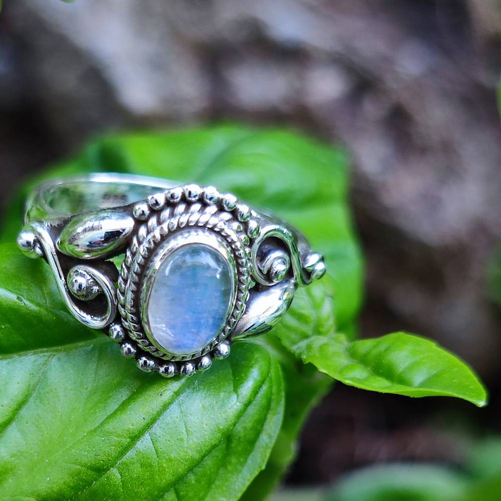 ANELLO artigianale in argento 925 pietra MAHIPATI pietra di luna