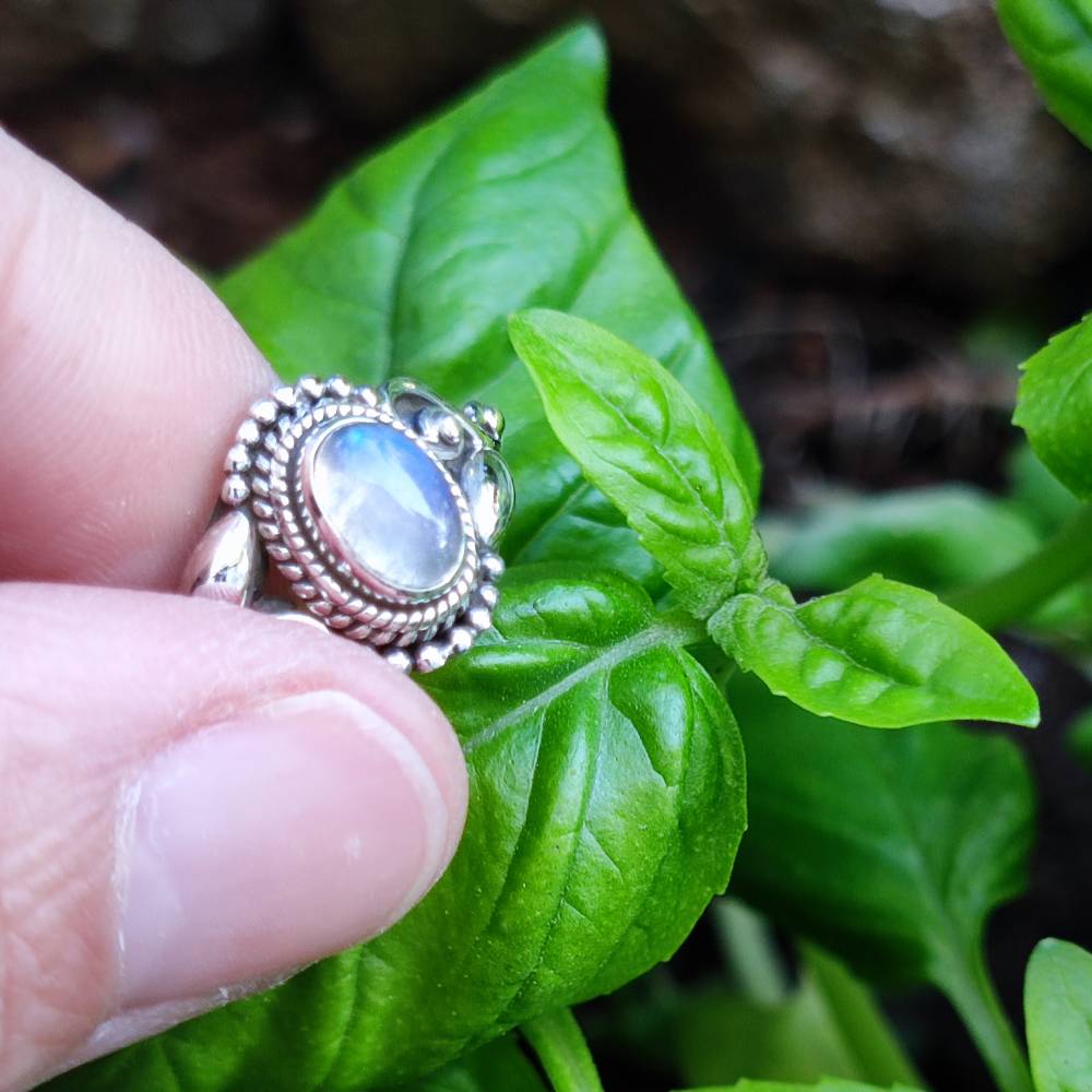 ANELLO artigianale in argento 925 pietra MAHIPATI pietra di luna