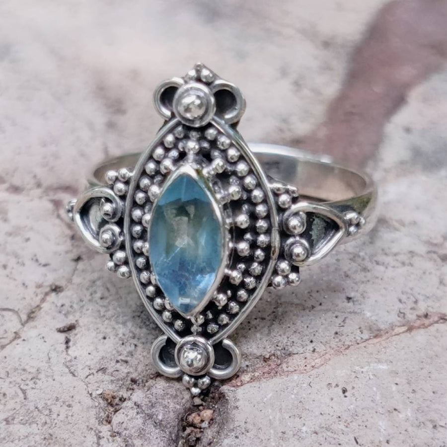 Anello con pietra in argento 925 ATEET topazio azzurro