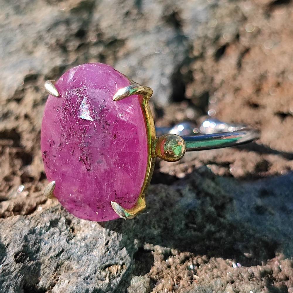 ANELLO artigianale in argento 925 con pietra - BOHA