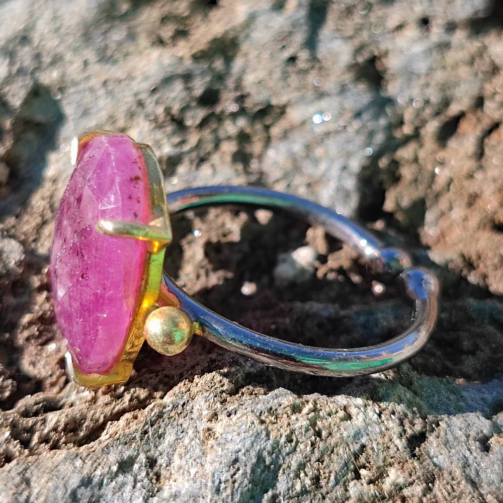 ANELLO artigianale in argento 925 con pietra - BOHA