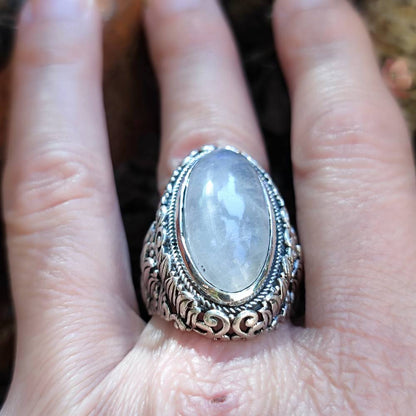 Anello artigianale con pietra in argento 925 - UTTAM pietra di luna
