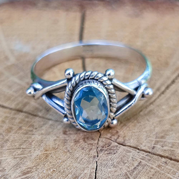 Anello con pietra in argento 925 NALIN topazio azzurro