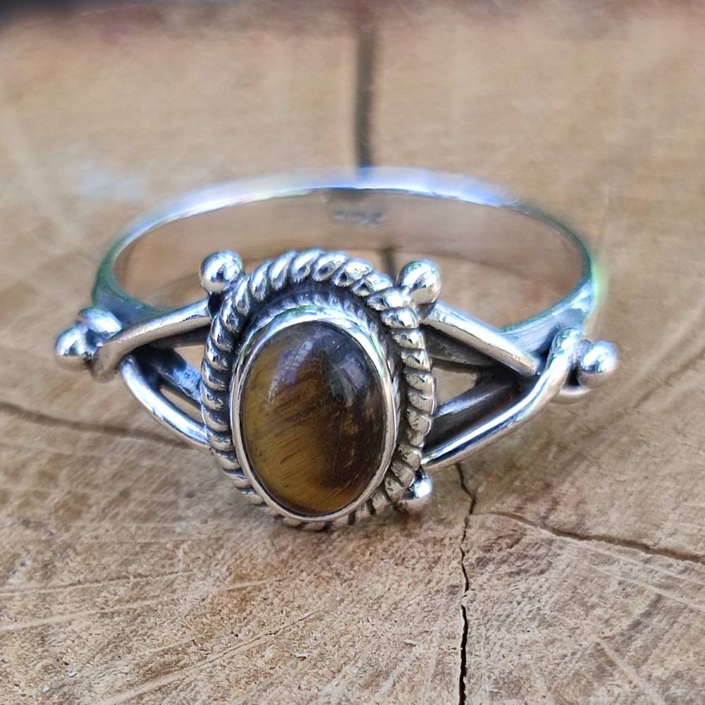Anello con pietra in argento 925 NALIN occhio di tigre