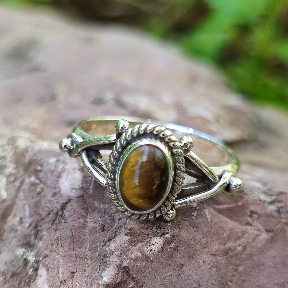 Anello con pietra in argento 925 NALIN occhio di tigre