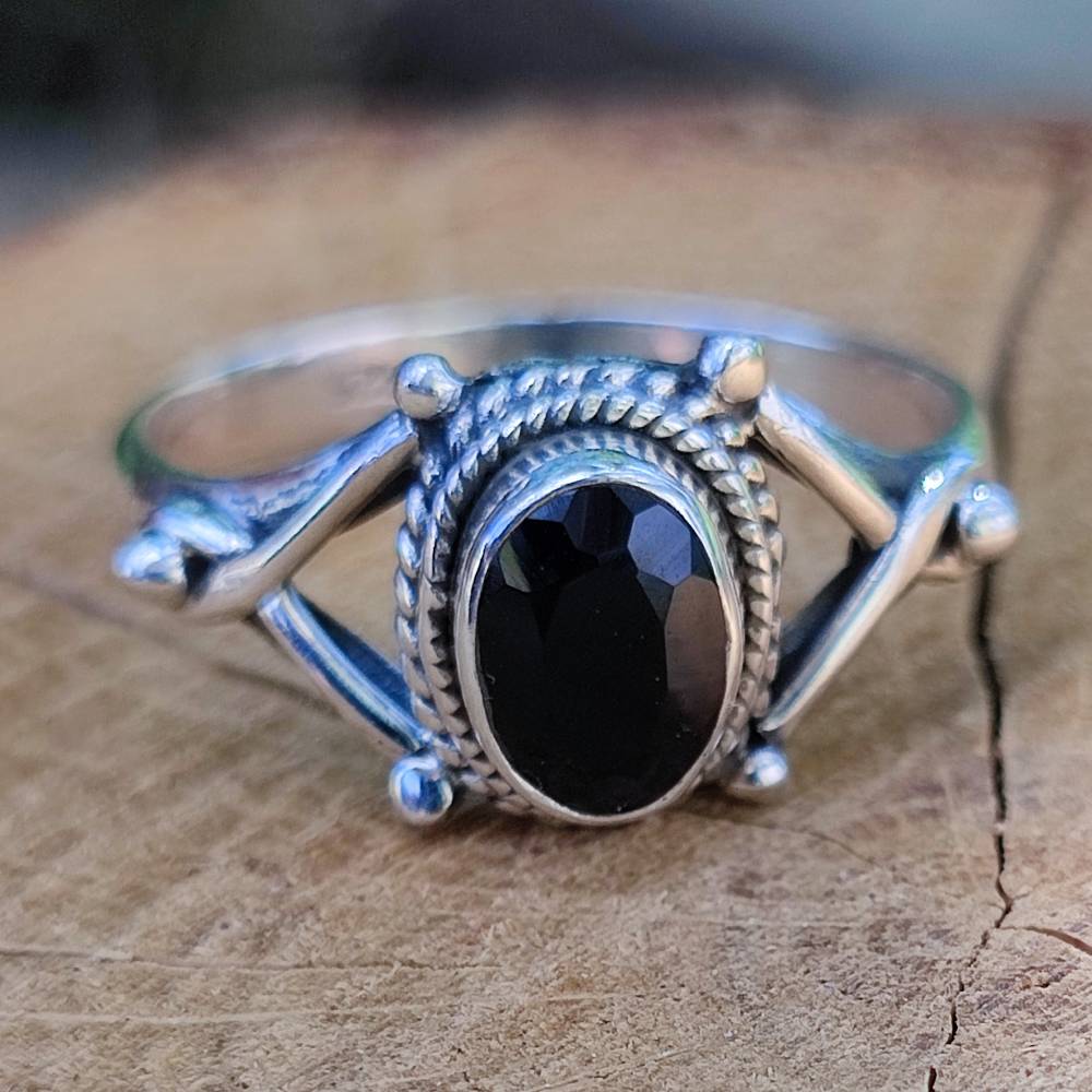 Anello con pietra in argento 925 NALIN onice nero