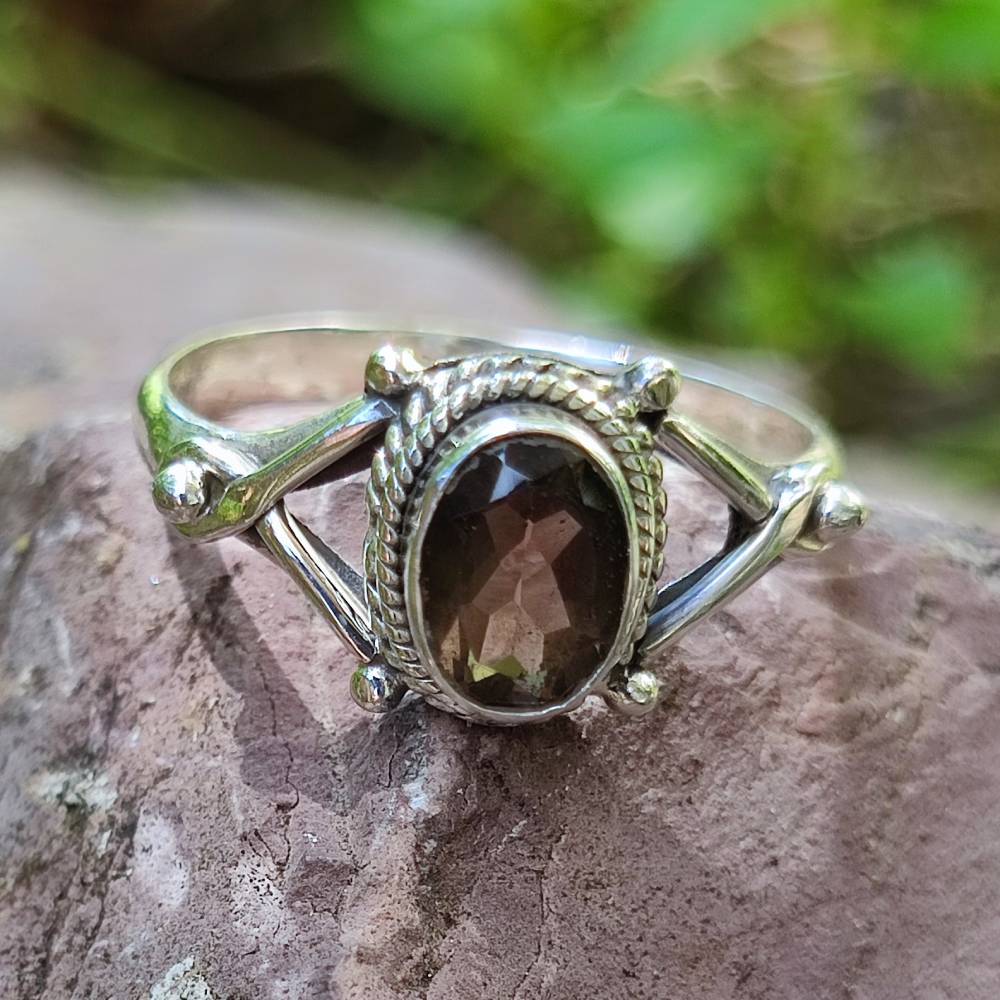 Anello con pietra in argento 925 NALIN – quarzo fumé