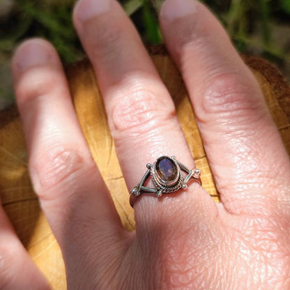 Anello con pietra in argento 925 NALIN – iquarzo fumé