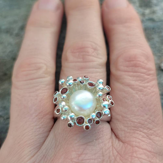 Anello etnico in argento 925 con pietra - NAWATANI