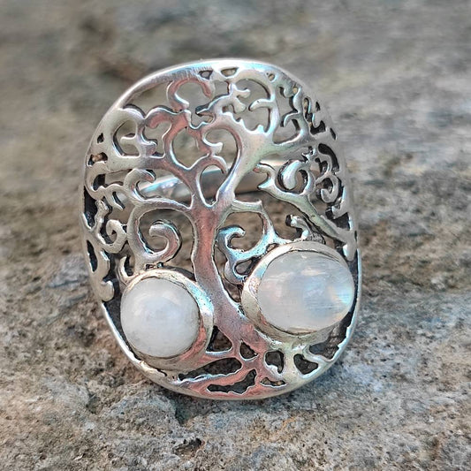 Anello etnico in argento 925 con pietra - RAMJIKA