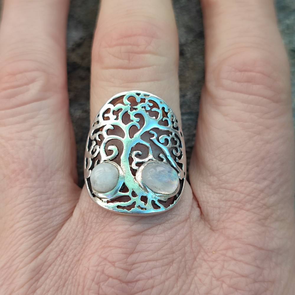 Anello etnico in argento 925 con pietra - RAMJIKA