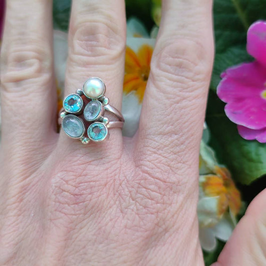 Anello in argento 925 multipietra - SHEO