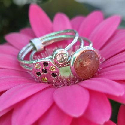 Anello etnico in argento 925 con pietra - SOJAT