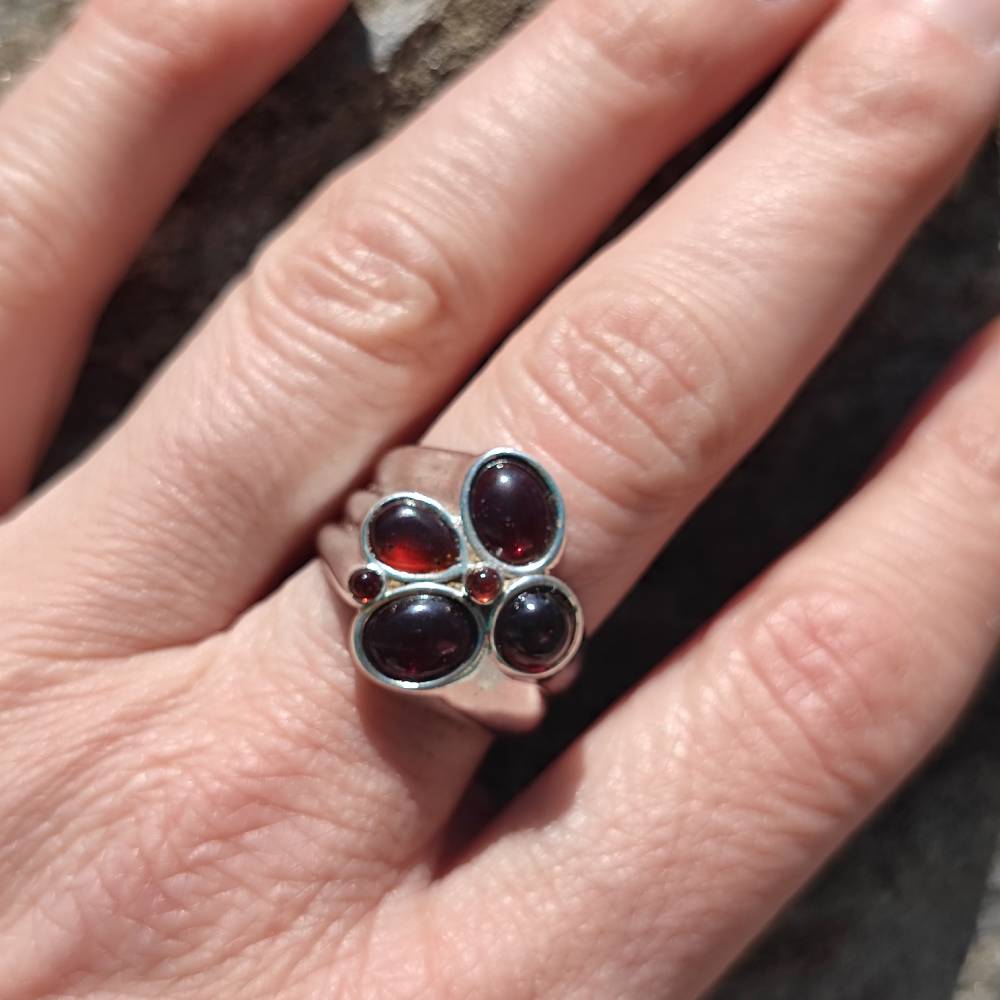 Anello etnico in argento 925 con pietra - SUNEL