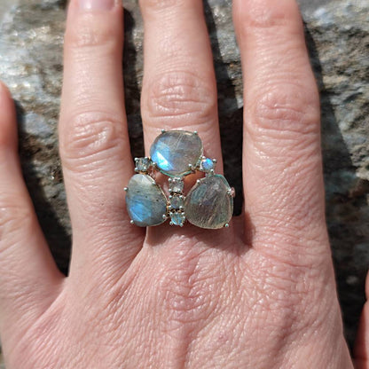 Anello in argento 925 artigianale con pietre - TIFFANY
