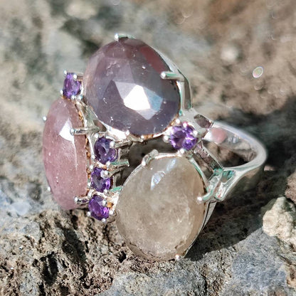 Anello in argento 925 artigianale con pietre - TIFFANY