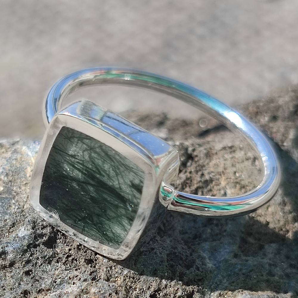 Anello artigianale in argento 925 con pietra - UDPURA – quarzo rutilato
