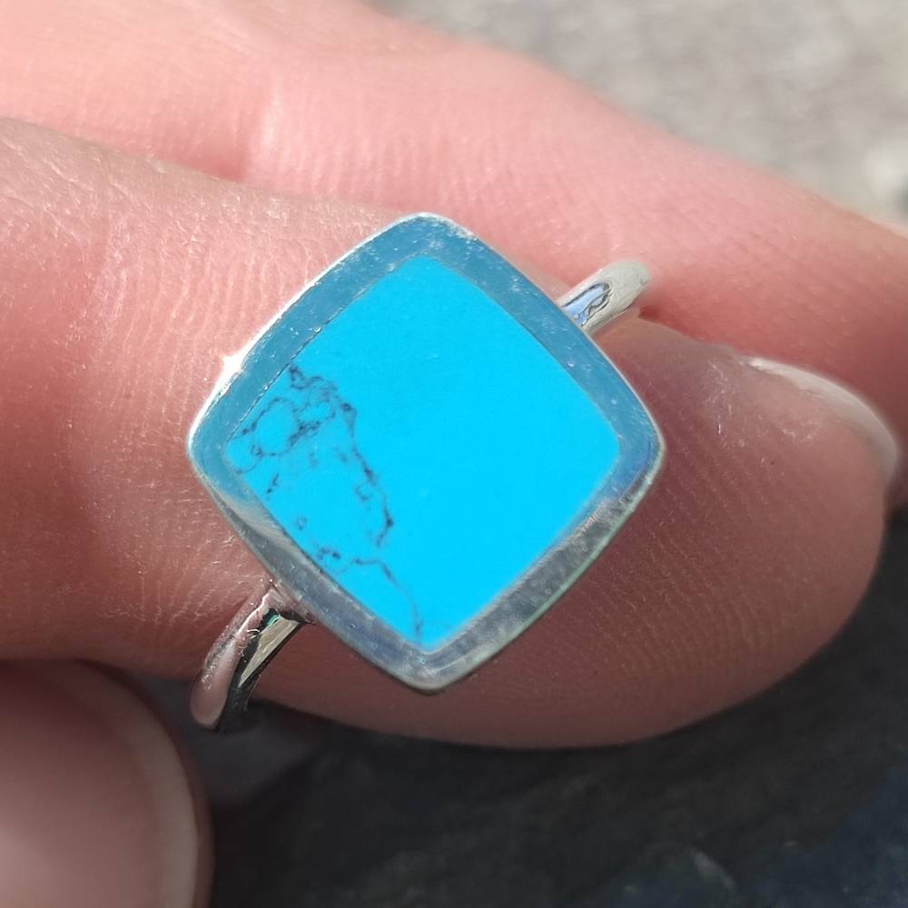 Anello artigianale in argento 925 con pietra - UDPURA – turchese