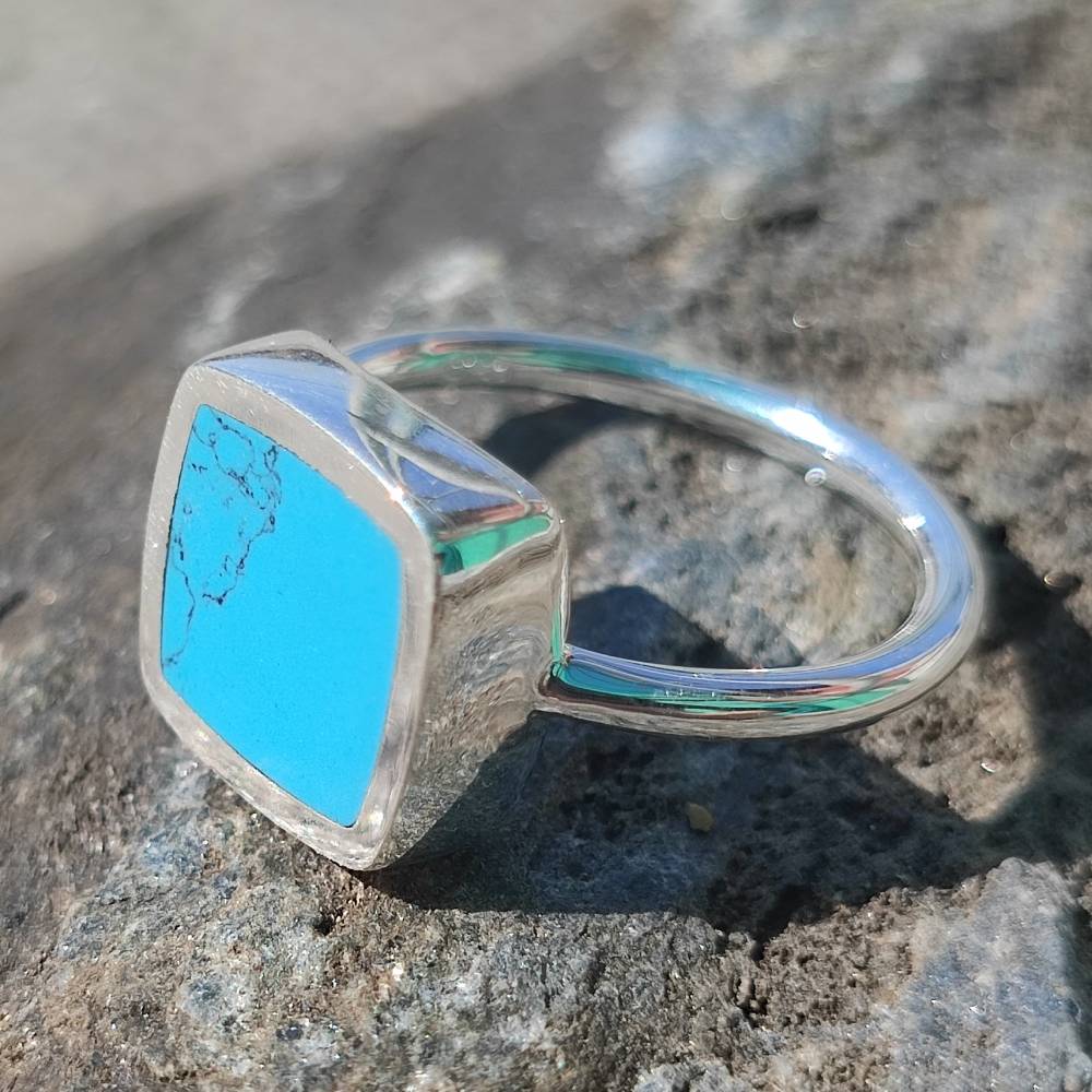 Anello artigianale in argento 925 con pietra - UDPURA – turchese